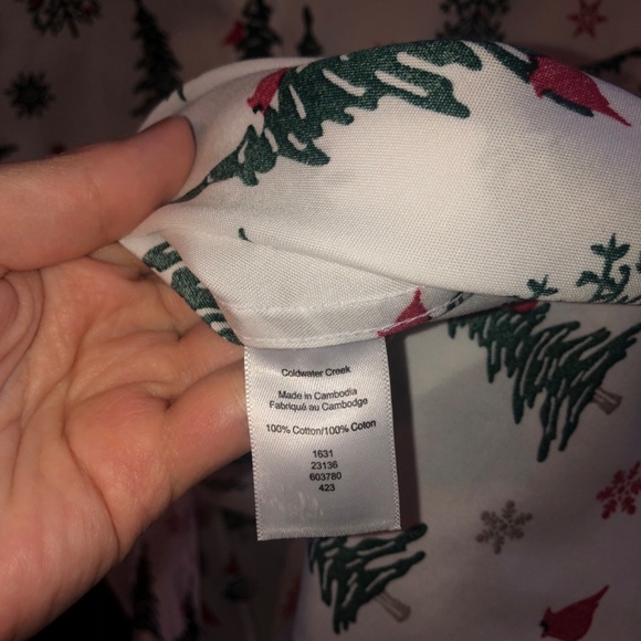 Coldwater Creek Christmas button up top women's size 12 - Picture 6 of 9